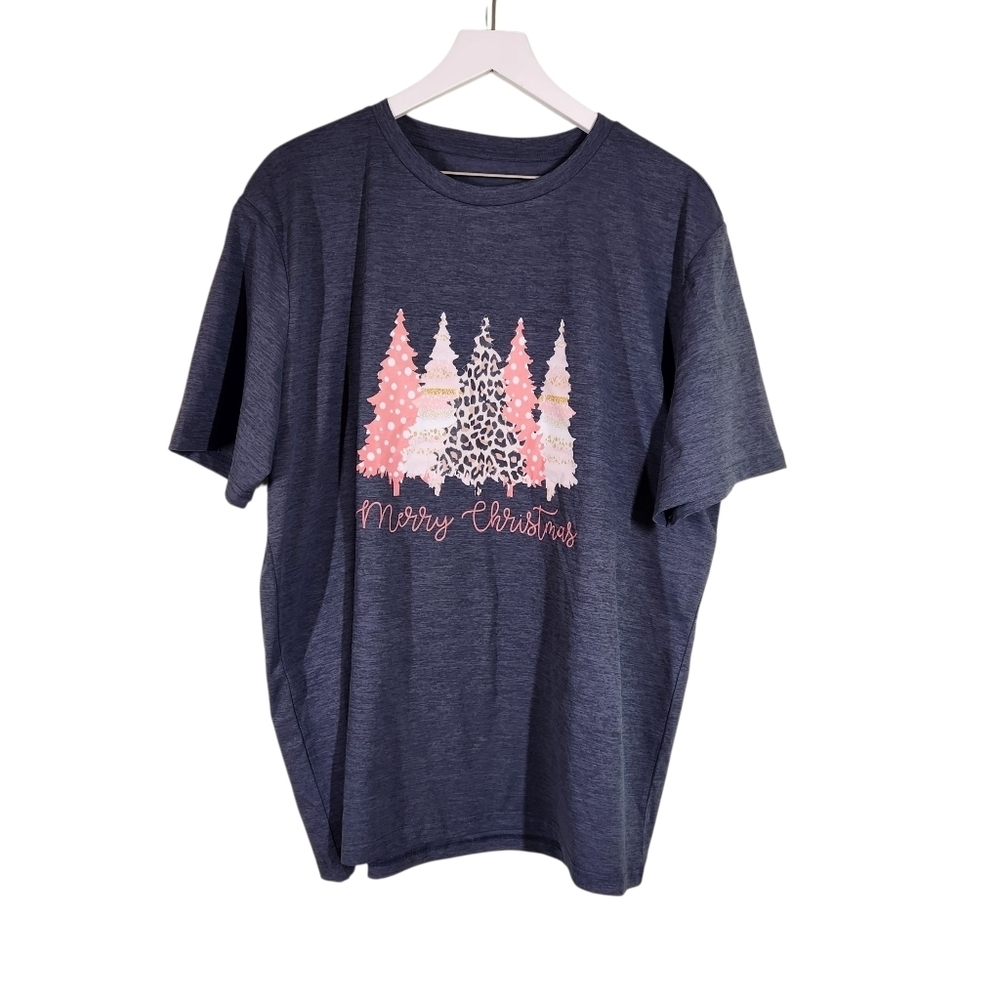 Christmas Tree Merry Christmas Grey Shirt sz 2XL